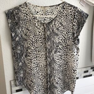 Joie Iva Silk Capsleeve Blouse - Leopard XS